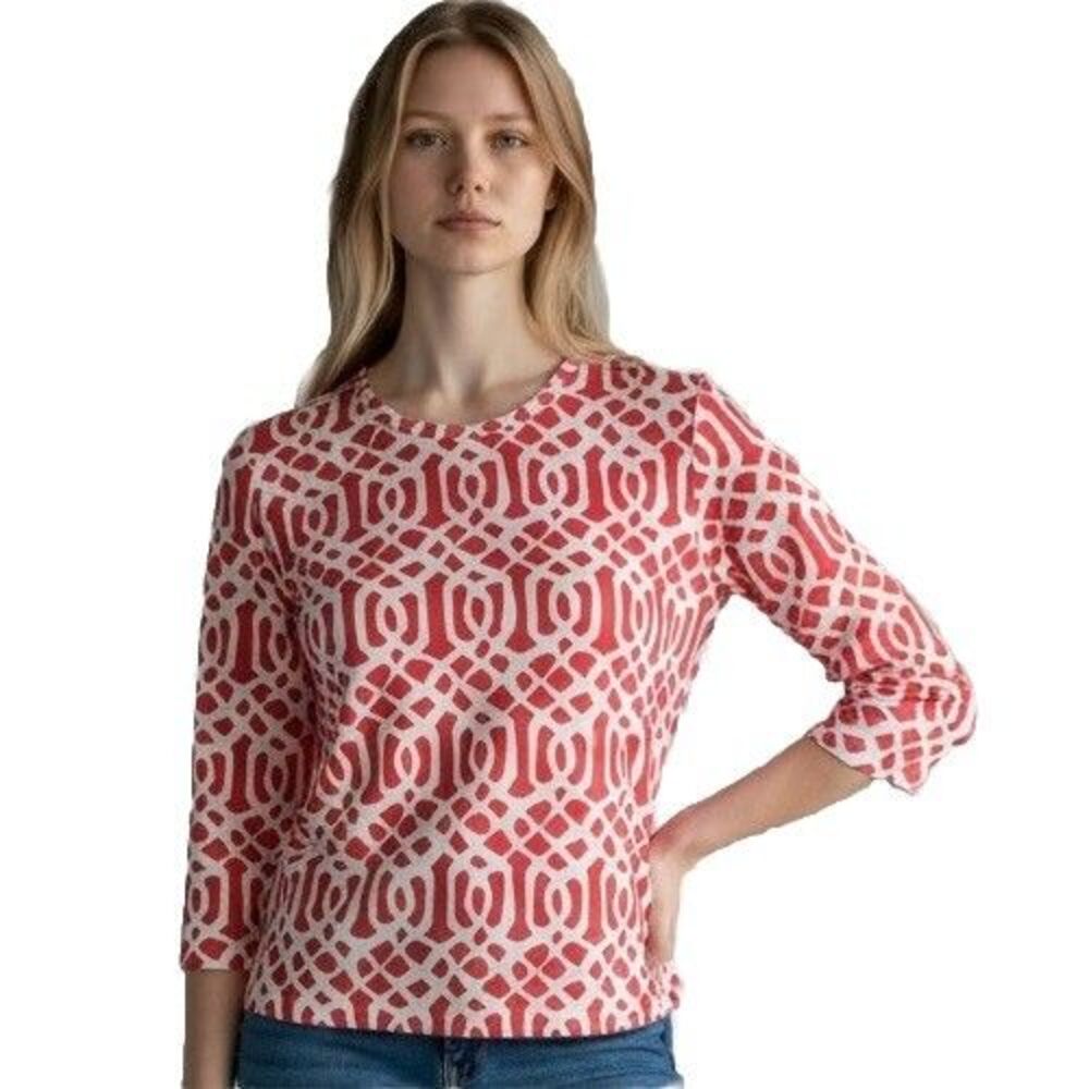 J. McLaughlin Sz X-Small Unique Pink Abstract Catalina Cloth Women's Blouse